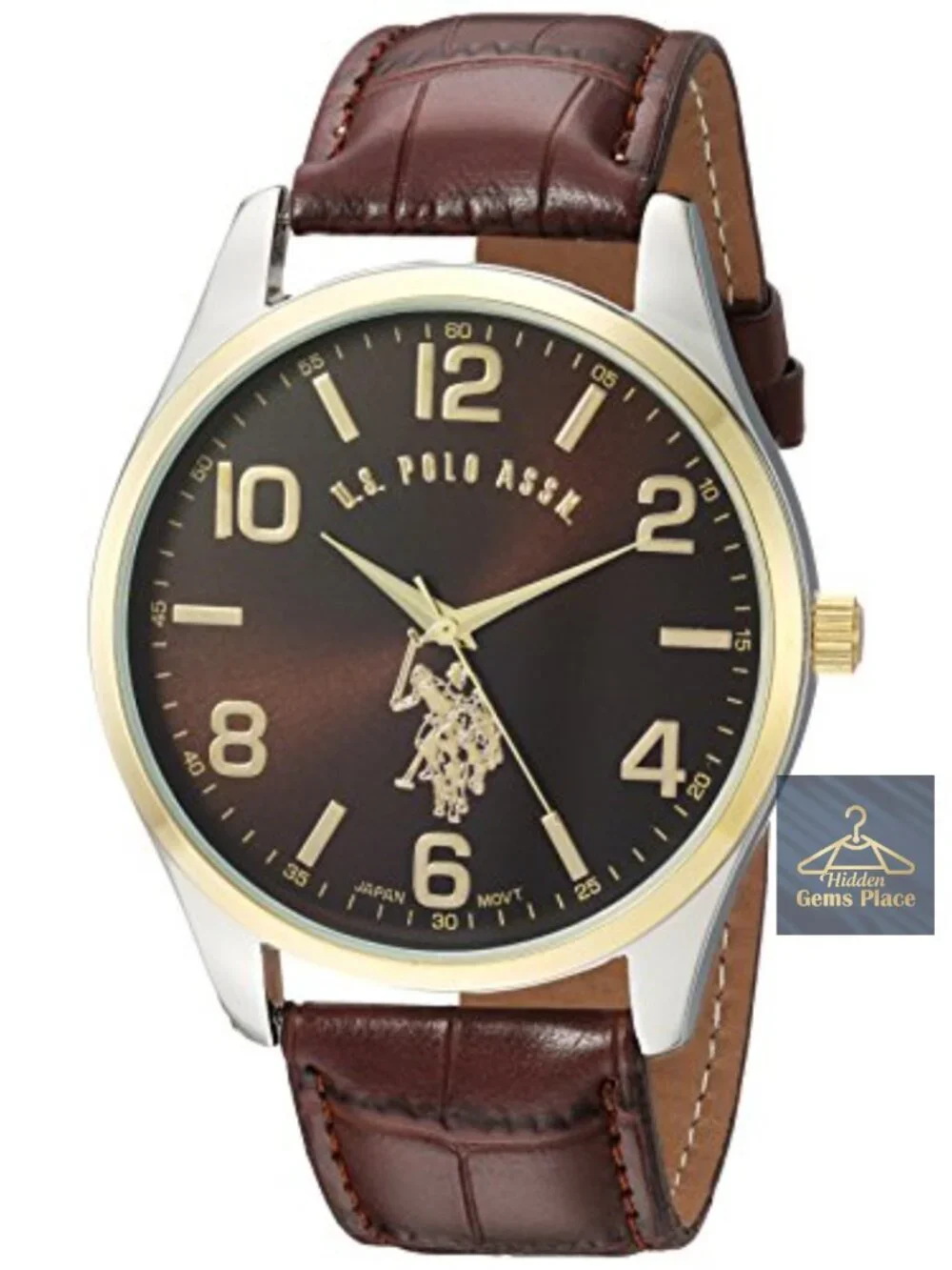 Men's Analog Quartz Watch with Croc-Embossed Strap, 44mm Case